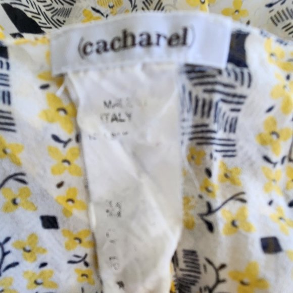 Vintage Cacharel cinched waist/empire waist fitted bows silk blouse/shirt Sz S - Picture 9 of 9